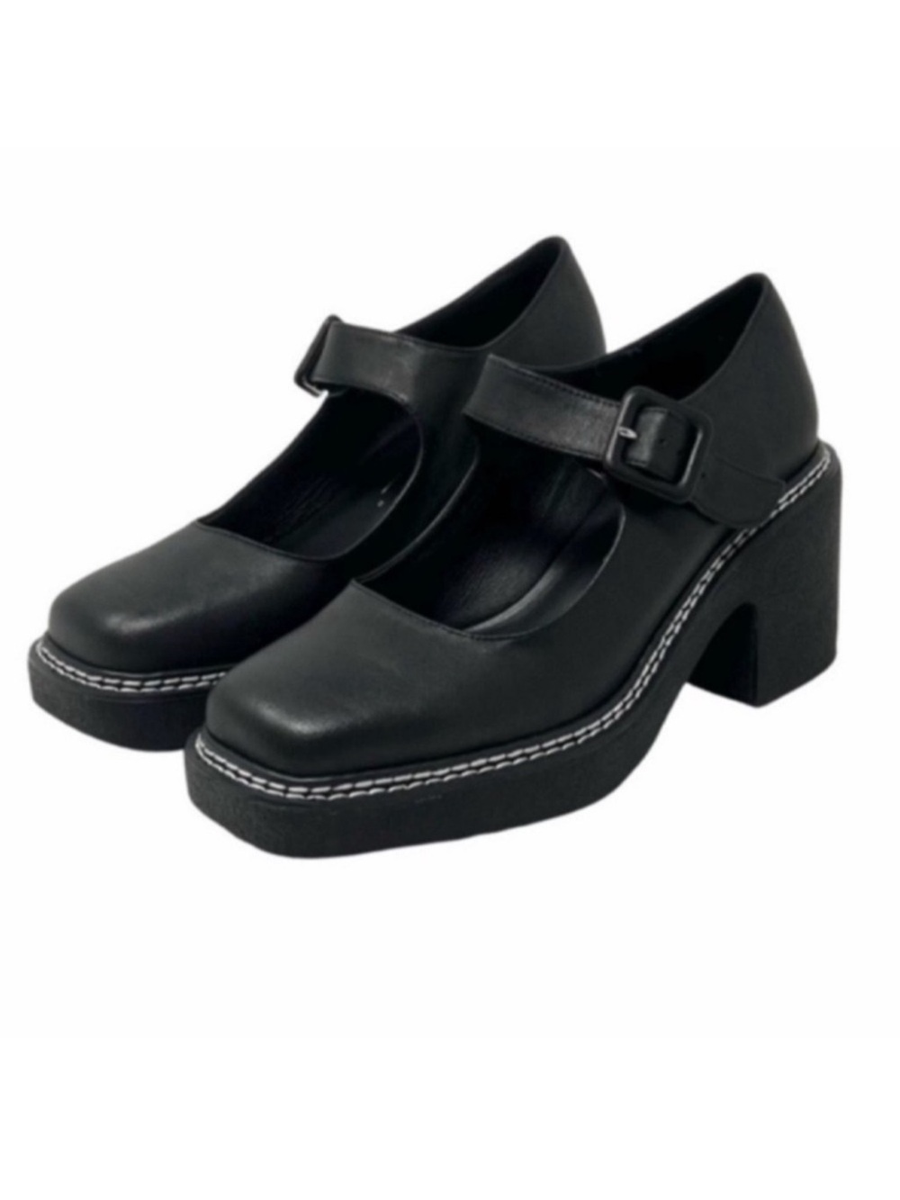 Intentionally Blank Categorial Mary Janes Size 6 Black Leather NWT Academia